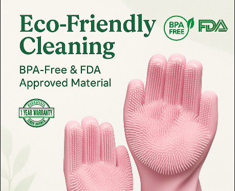 Silicone Dishwashing Gloves with Built-In Scrub