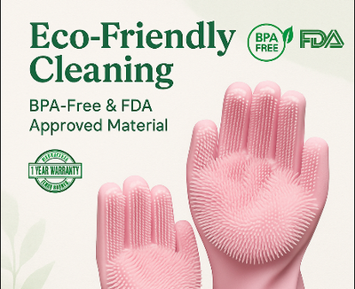 Silicone Dishwashing Gloves with Built-In Scrub