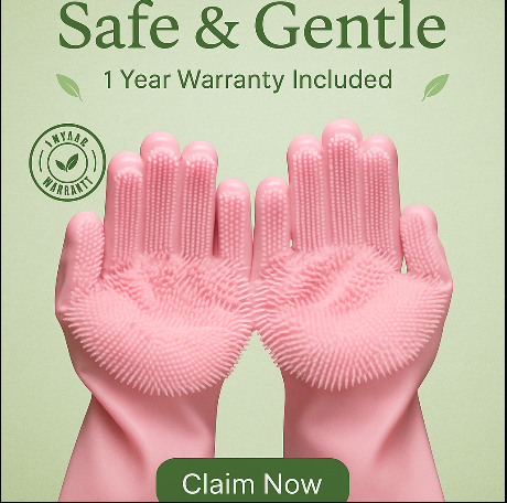 Silicone Dishwashing Gloves with Built-In Scrub