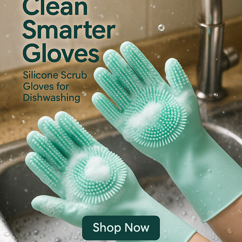 Silicone Dishwashing Gloves with Built-In Scrub