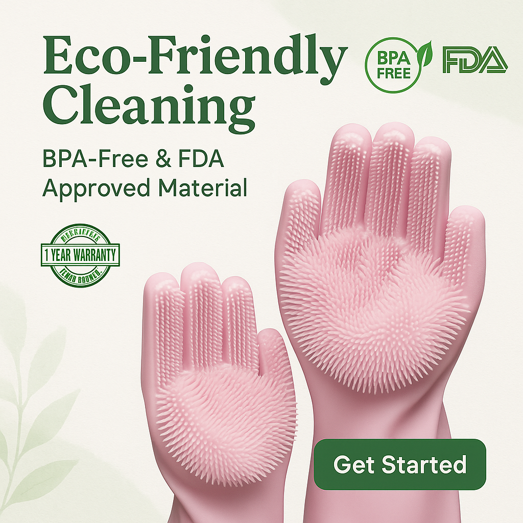 Silicone Dishwashing Gloves with Built-In Scrub