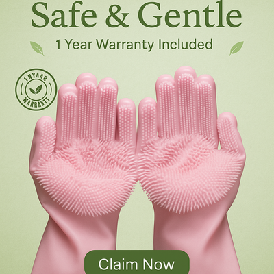 Silicone Dishwashing Gloves with Built-In Scrub