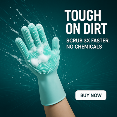 Silicone Dishwashing Gloves with Built-In Scrub